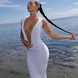 Body-Con White Dress w/ Hood